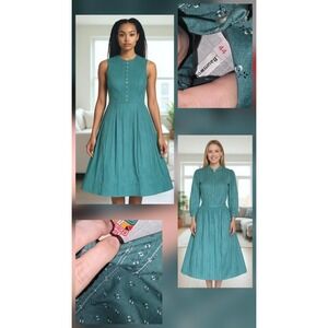 Vintage SALZBURGER TRACHTEN Green Austrian Octoberfest Dirndl Dress Size 12 Eu44